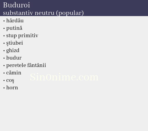 Buduroi, substantiv neutru (popular) - dicționar de sinonime