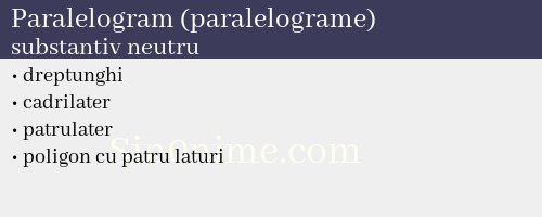 Paralelogram (paralelograme), substantiv neutru - dicționar de sinonime
