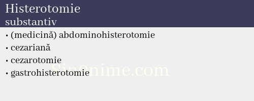 Histerotomie, substantiv - dicționar de sinonime