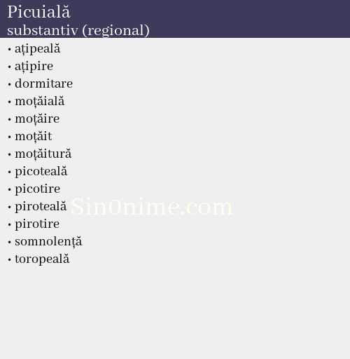 Picuială, substantiv (regional) - dicționar de sinonime
