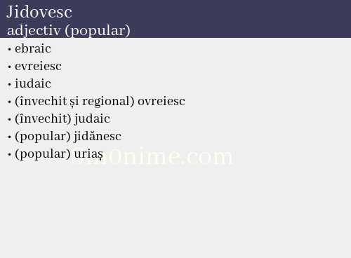 Jidovesc, adjectiv (popular) - dicționar de sinonime
