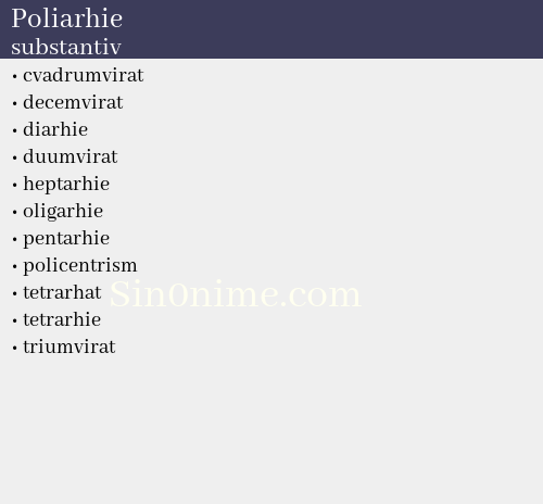 Poliarhie, substantiv - dicționar de sinonime