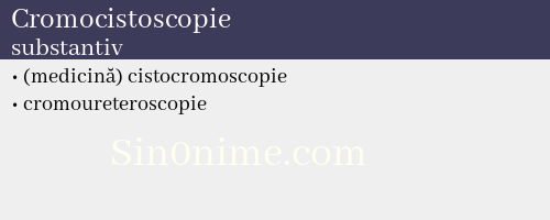 Cromocistoscopie, substantiv - dicționar de sinonime
