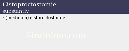 Cistoproctostomie, substantiv - dicționar de sinonime