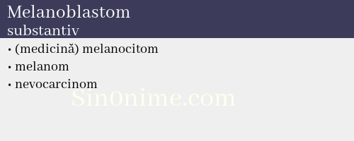 Melanoblastom, substantiv - dicționar de sinonime