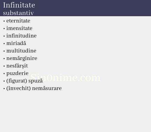 Infinitate, substantiv - dicționar de sinonime