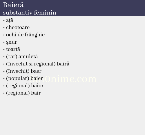 Baieră, substantiv feminin - dicționar de sinonime