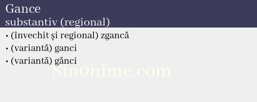 Gance, substantiv (regional) - dicționar de sinonime