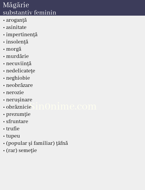 Măgărie, substantiv feminin - dicționar de sinonime
