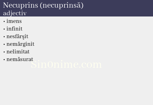 Necuprins (necuprinsă),   adjectiv - dicționar de sinonime