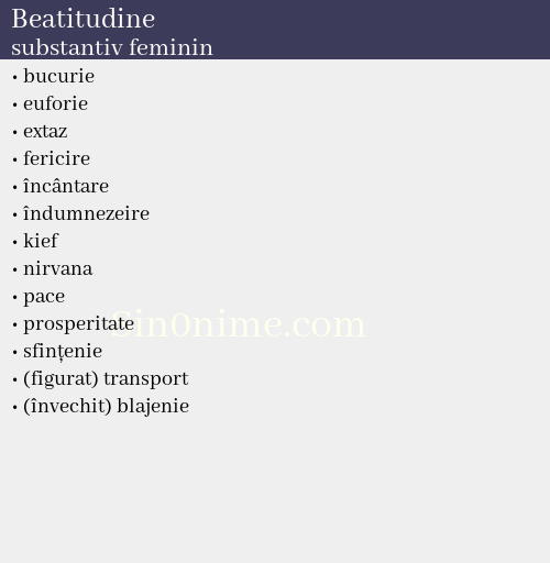 Beatitudine, substantiv feminin - dicționar de sinonime